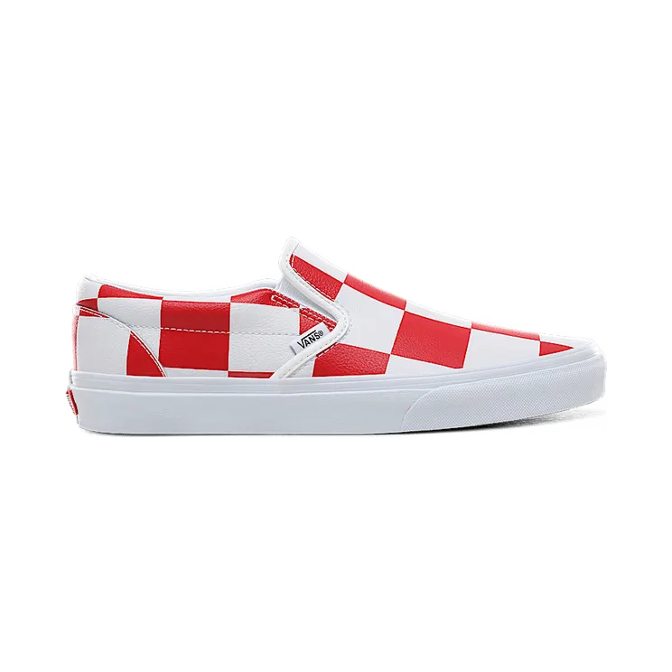 Vans Classic Slip-On ‘Leather Check’ True White/Racing Red (VN0A4BV3TBV)