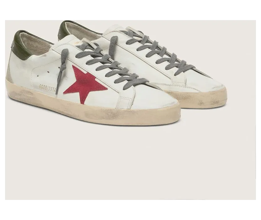 Golden Goose Super-Star With Red Suede Star And Green Leather Heel Tab (GMF00102.F003987.11357) (2)