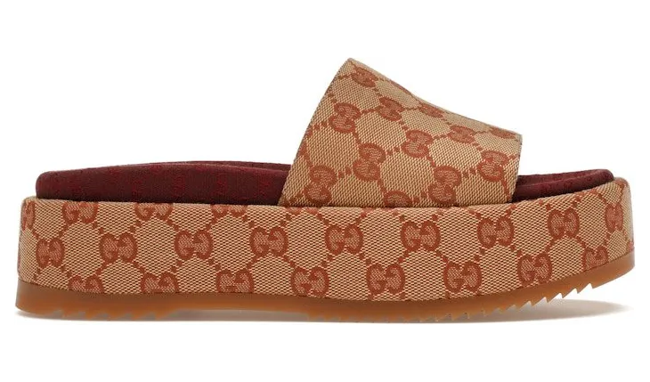 Gucci GG Supreme Platform Sandal Dark Red (573018KQW008366)