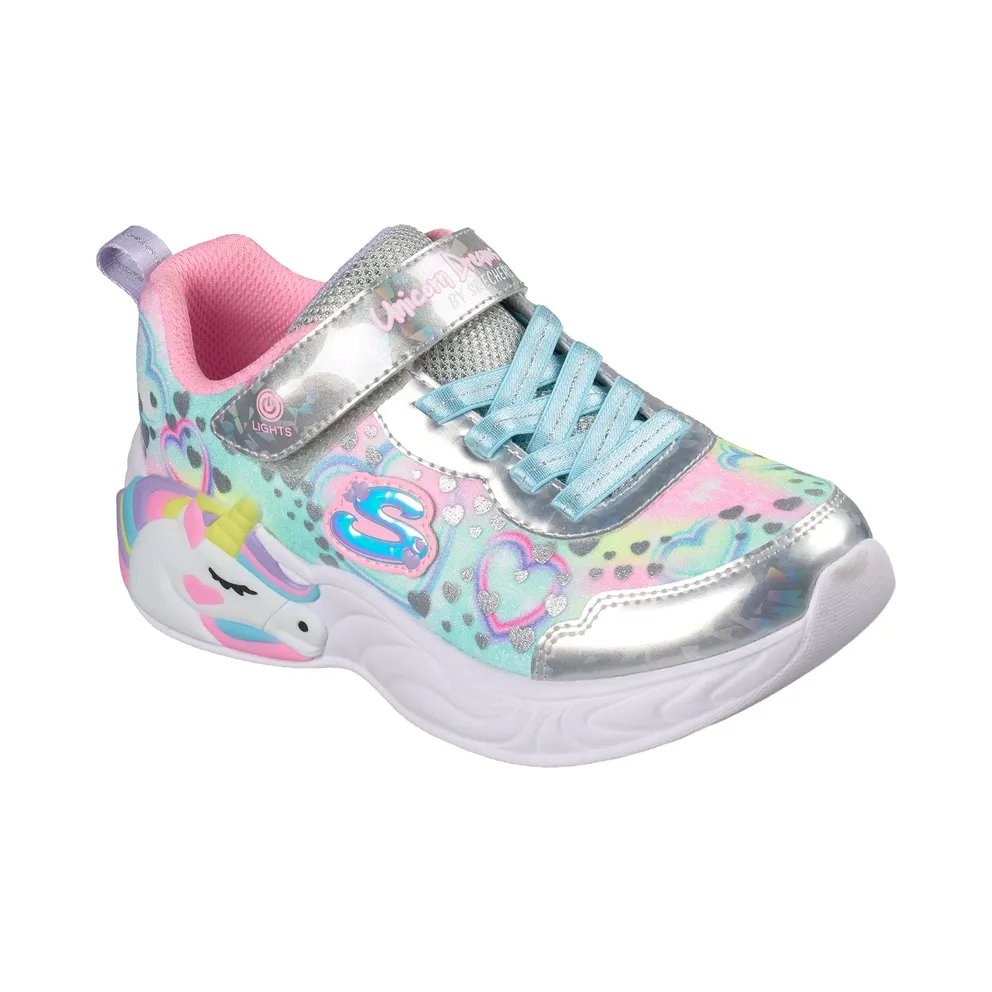 Skechers S-Lights: Unicorn Dreams “Heart Sparkles Sneaker Silver” (303063CSMLT)