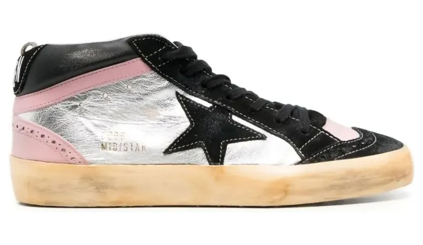 Golden Goose Mid Star WMNS Black Silver Pink sneakers – Zilver (GWF00123F004179)