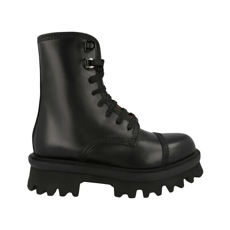 Ferragamo Faraway Demi Combat Boots Black (021494-763193-M)