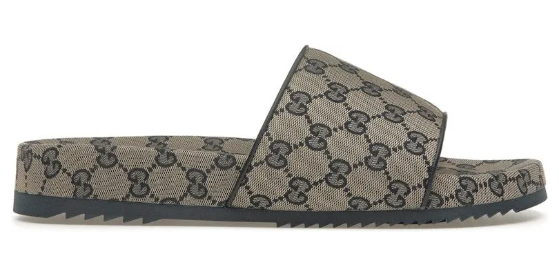 Gucci GG Slide Sandal Beige Blue Monogram (692951 2HK60 4061)