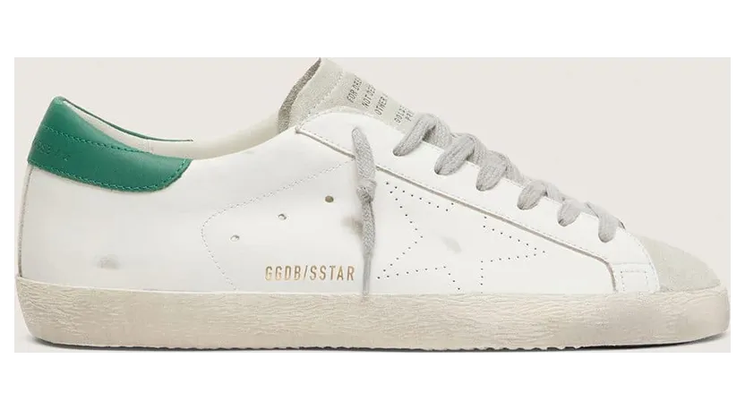 Golden Goose Men’S Super-Star With Perforated Star And Green Heel Tab (GMF00105.F002941.10502)