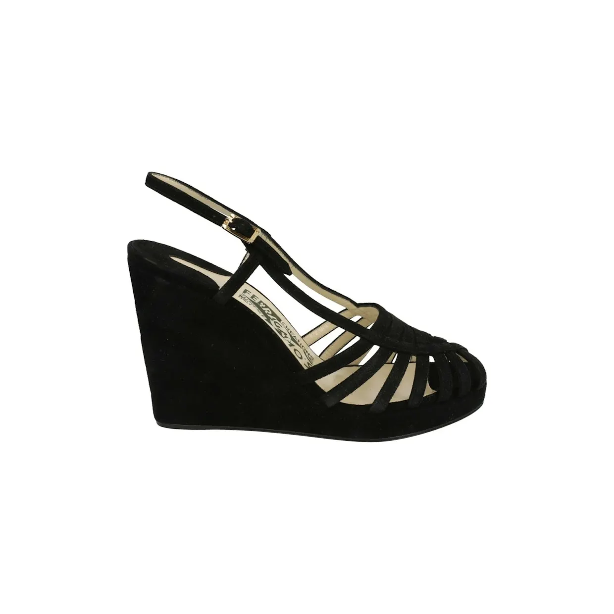 Ferragamo Claretta Archive Limited Edition 1940’s Suede Wedges Black (01M994-680024-M)