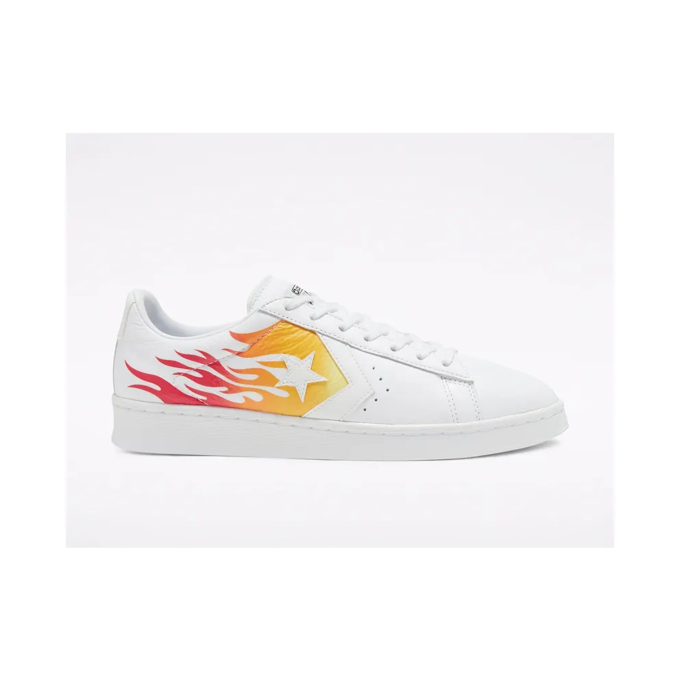 Converse Pro Leather Low ‘Archival Flame Print’ White/Bold Mandarin/Enamel Red (167935C)