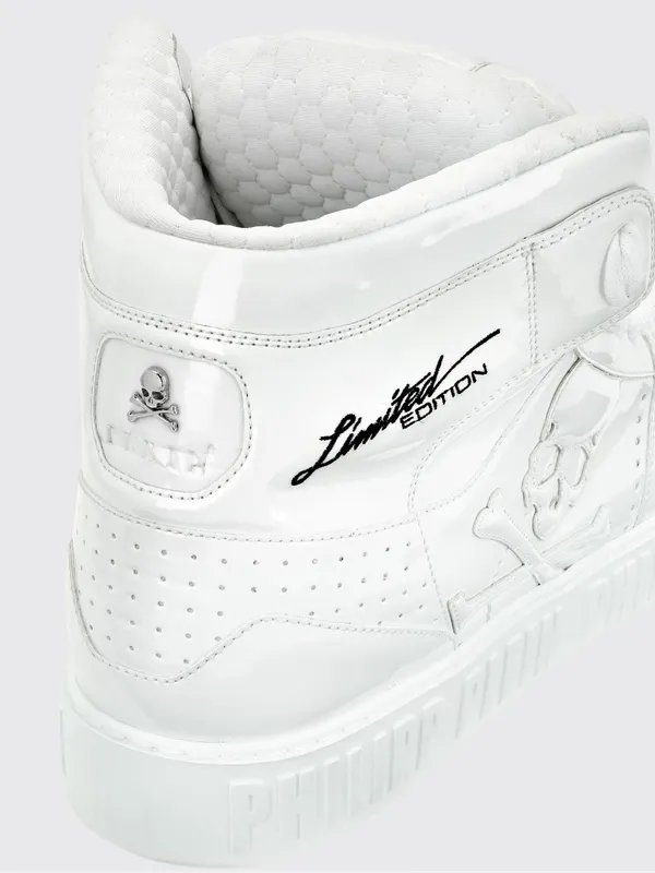 Philipp plein Super Street Skull Bones High-Top Leather Sneakers with Skull White (SACSUSC0424PTE003N01) (2)