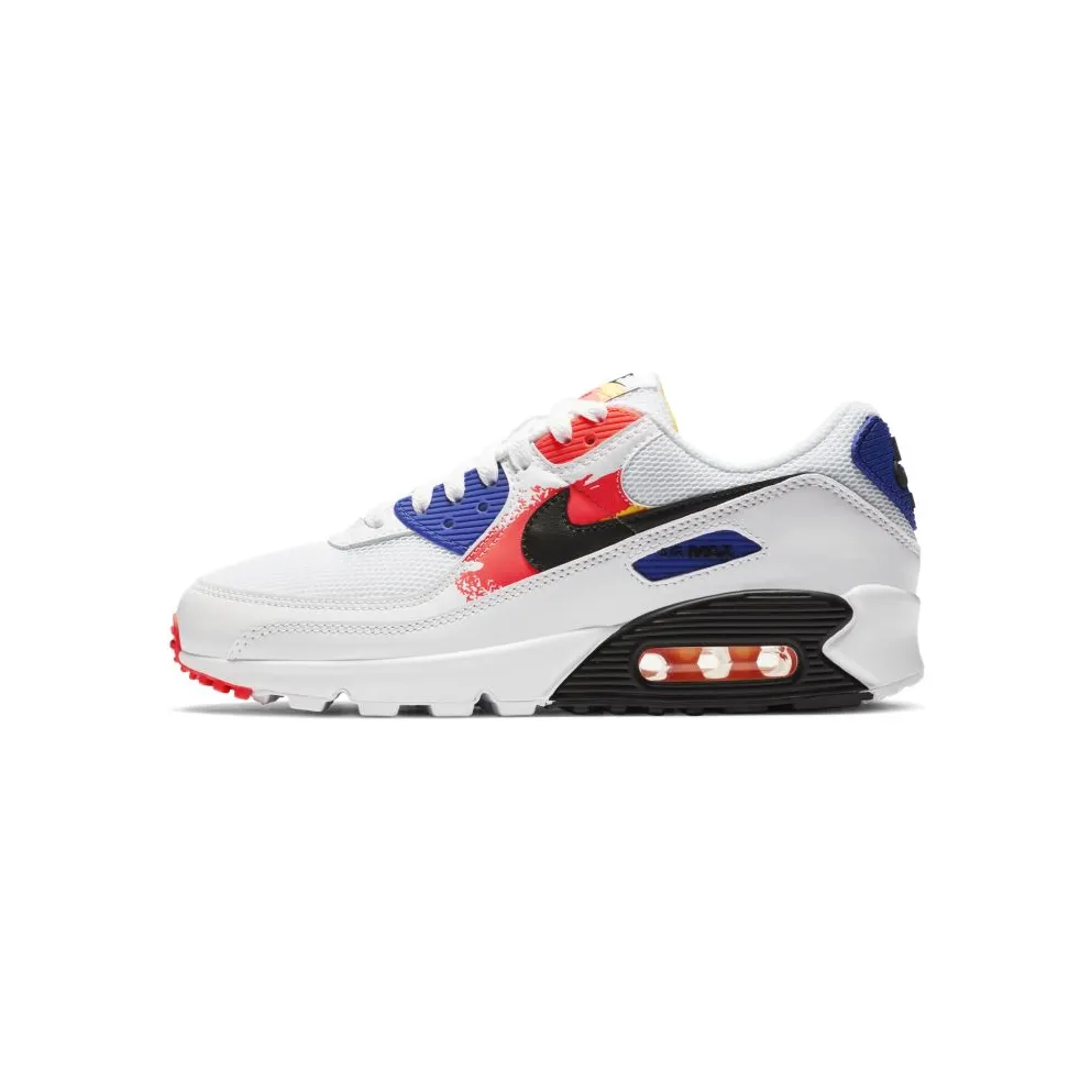 Nike Air Max 90 Brushstroke Pack (W) White/Black-Hyper Royal-Bright Crimson (CZ7937-100)