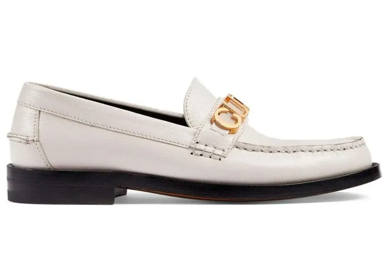Gucci Logo Plaque Loafer White Leather (700036 D3V00 9022)
