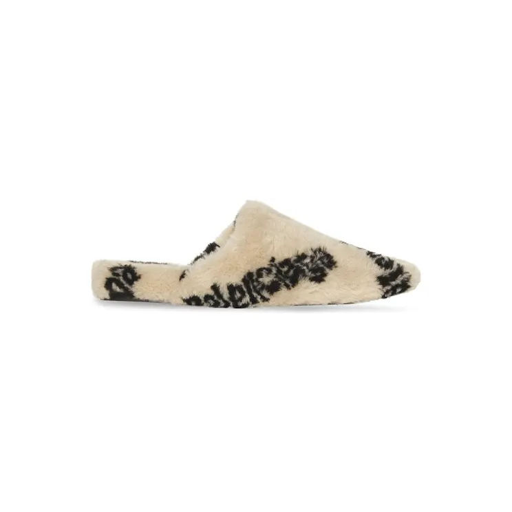 Balenciaga All Over Logo Mule Biege Teddy (714182W2L412010)