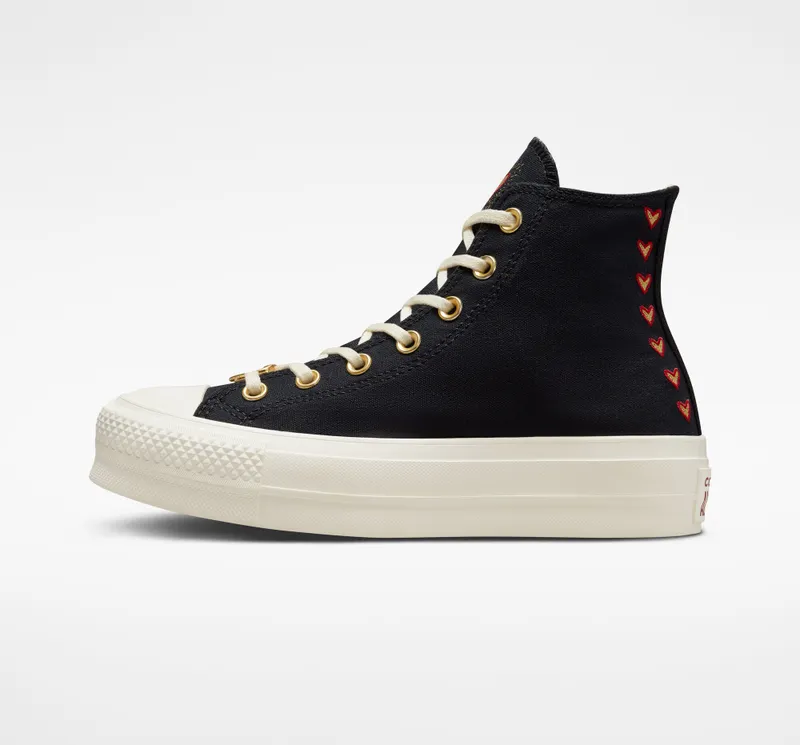 Converse Chuck Taylor All Star Lift Platform Hearts Black/egret/back Alley Brick