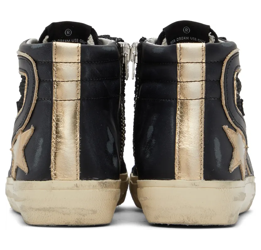Golden Goose SSENSE Exclusive Black & Gold Slide Sneakers (F00116.F001886.90200) (2)