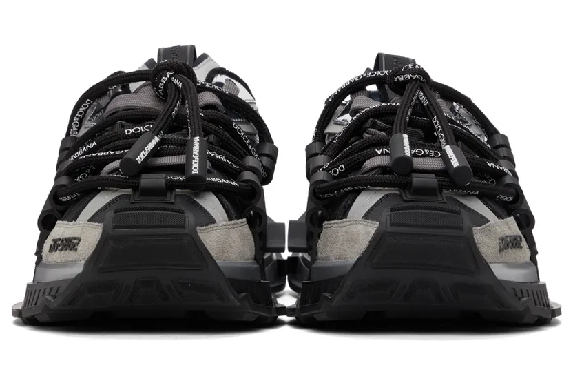 Dolce & Gabbana Black & Silver Mixed-Materials Space Sneakers (CS1963 AQ393) (2)