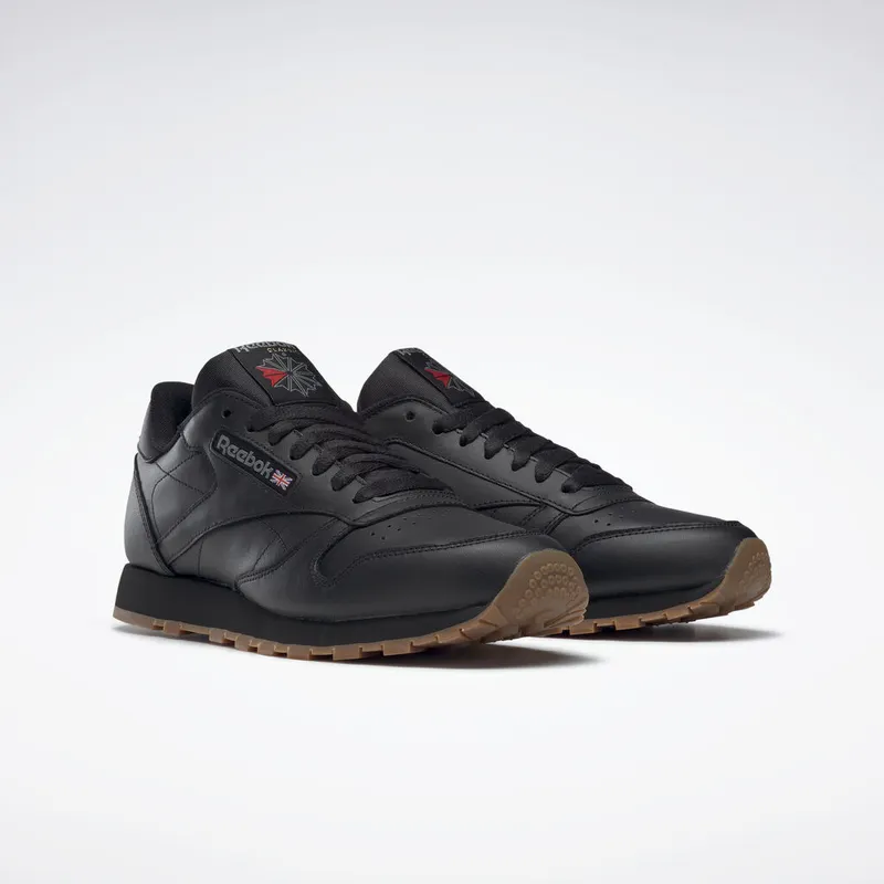 Reebok Classic Leather Shoes Intense Black / Gum