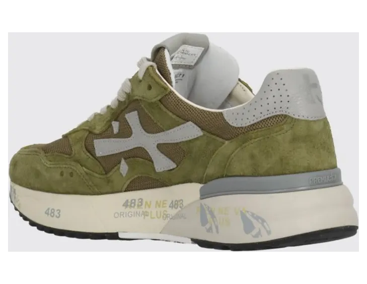 Premiata Mick Used Suede and Mesh Sneakers Military (MICK018271) (2)