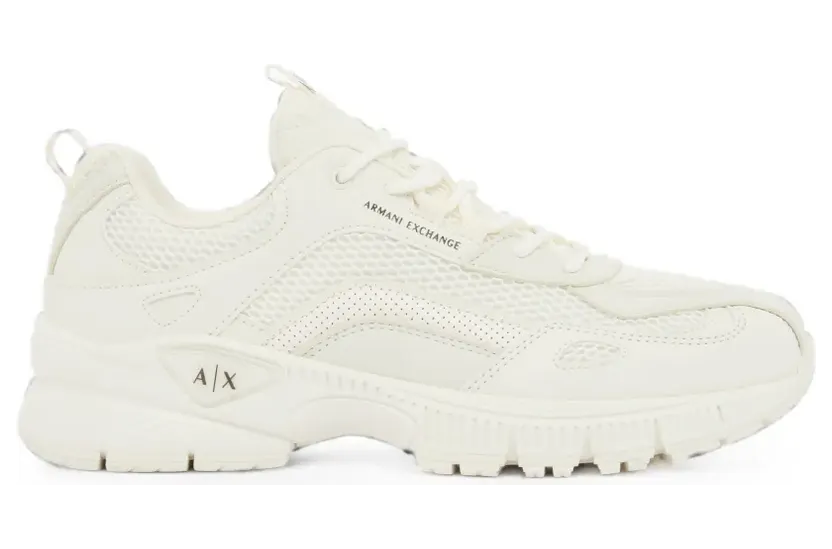 Armani Exchange Sneakers met mesh vlak en logo-detail – Wit (XM002623AF22829)