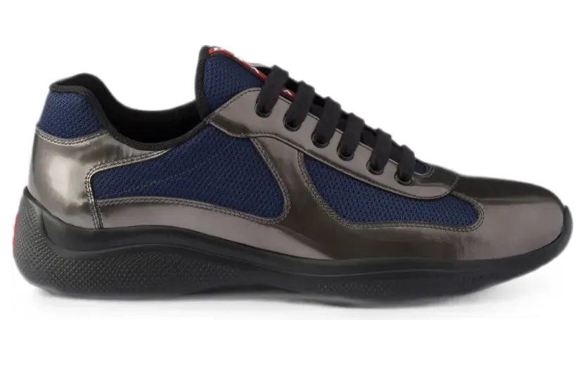 Prada America’s Cup Sneakers aus Metallic-Leder und Bike-Gewebe – Grau (4E3400FG0003LNG)