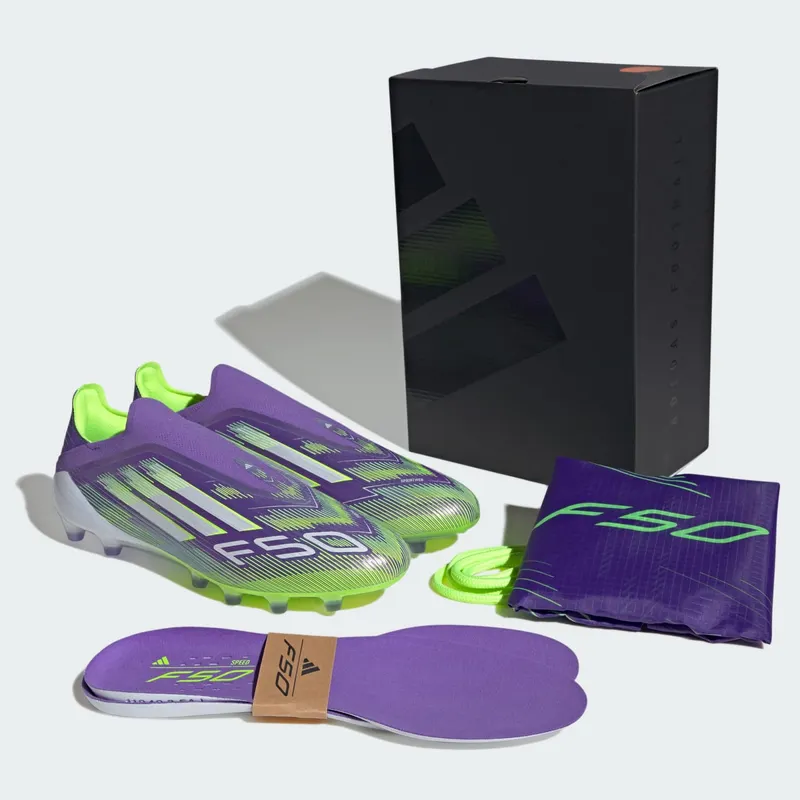 adidas F50 Elite Laceless AG Purple Rush Cloud White Lucid Lemon (JR5364)