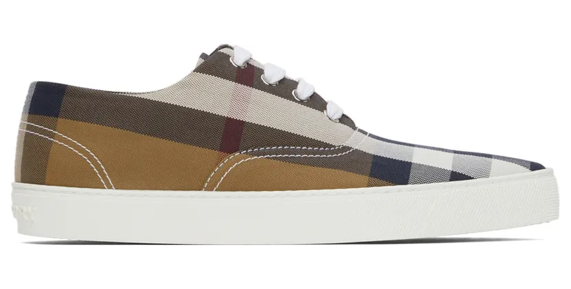 Burberry Tan Check Point Toe Sneakers (8042137)