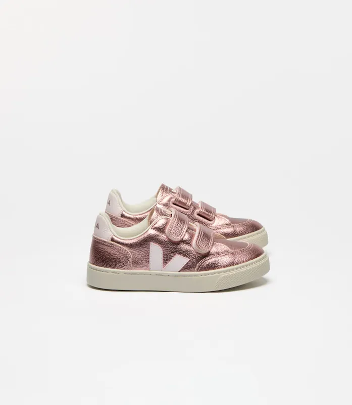 Veja V-12 Laminated Chrome-Free Leather Sneakers Pink (XV0520609)