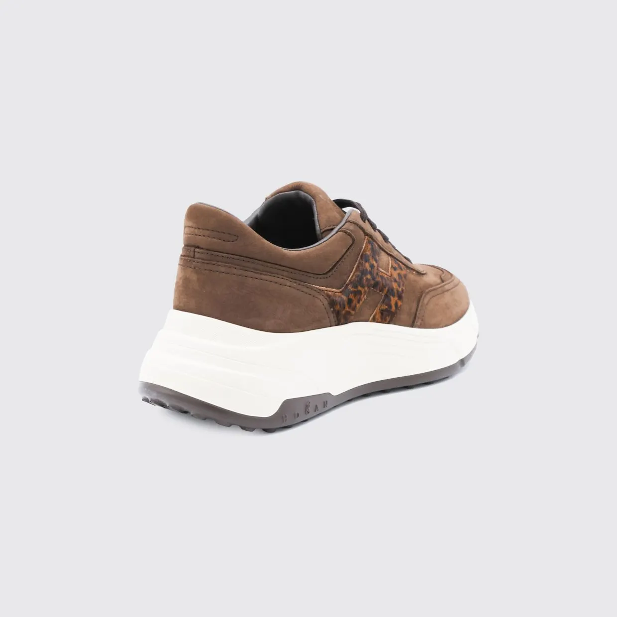 Hogan Hi-Fi Nubuck and Pony-Effect Leather Sneakers with Animal Print and Chunky Sole Brown (HXW6690FR30VH80R1D) (2)