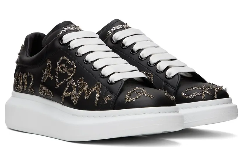 Alexander McQueen Black Tree Graffiti 1081 BLACK/SILVER (711146WICEA) (4)