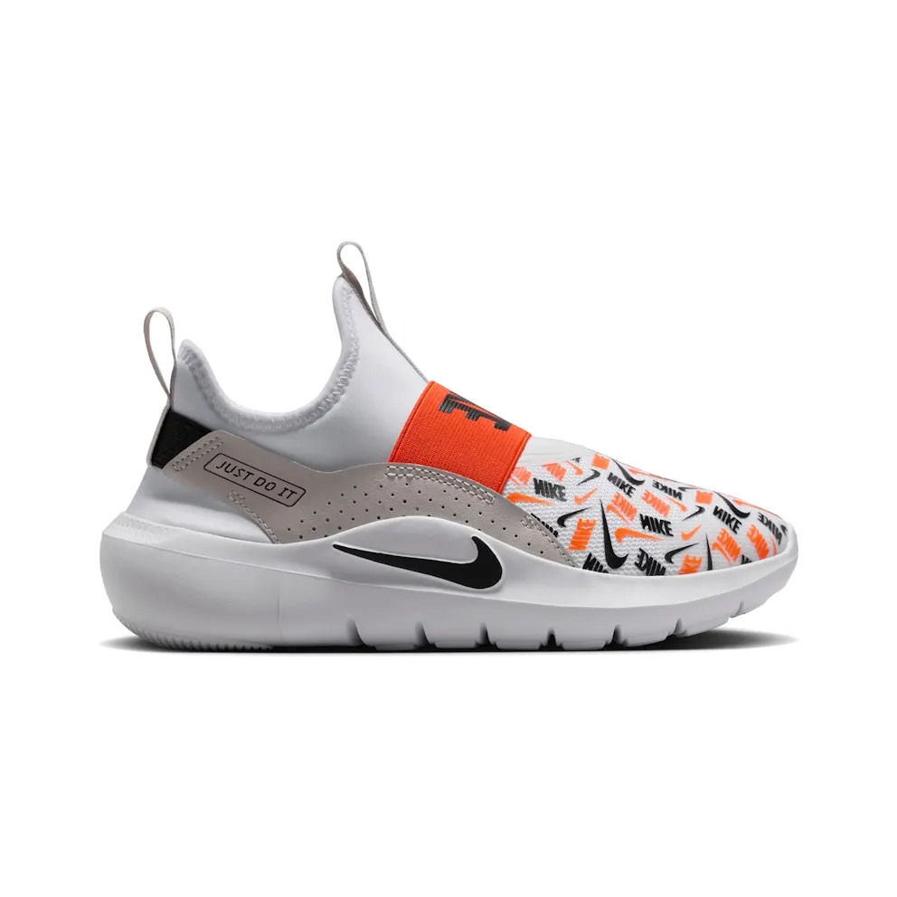 Nike Flex Runner 4 White Safety Orange Black Logo Print “White / Safety Orange / Vast Grey / Black” (IO9506-100)