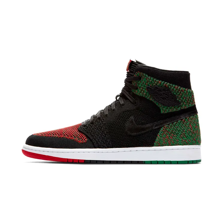 Jordan 1 Retro High Flyknit Black History Month “Black / Pine Green / University Red” (AA2426-026)