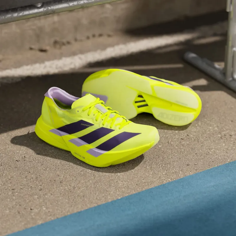 Adidas Adizero Adios Pro 4 Solar Yellow / Aurora Plum / Powder Plum – “Neon Yellow” (JQ1690)