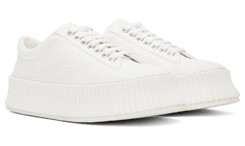 Jil Sander White Canvas Platform Sneakers (J32WS0018_P4868) (4)