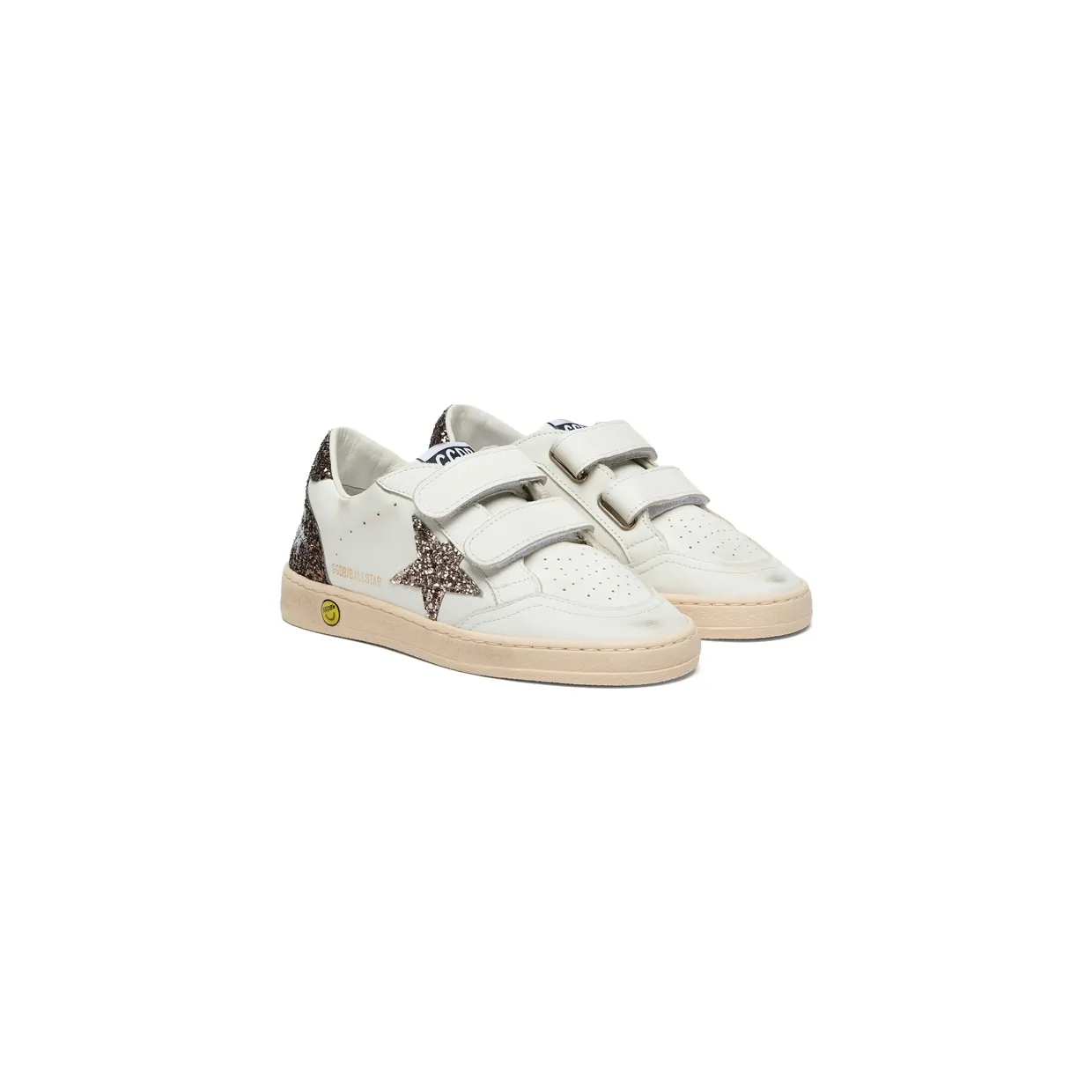 Golden Goose Ball Star Strap Leather Upper Toe and Strap Glitter Star Heel and Spur “White” (GJF00501 F008649 12509)