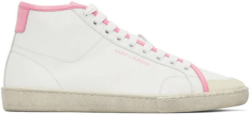 Saint Laurent White & Pink Court Classic SL/39 Mid (653489 00NI2)