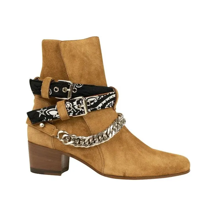 AMIRI Bandana Buckle Boots Tan Suede (W0F20347SU-TAN)