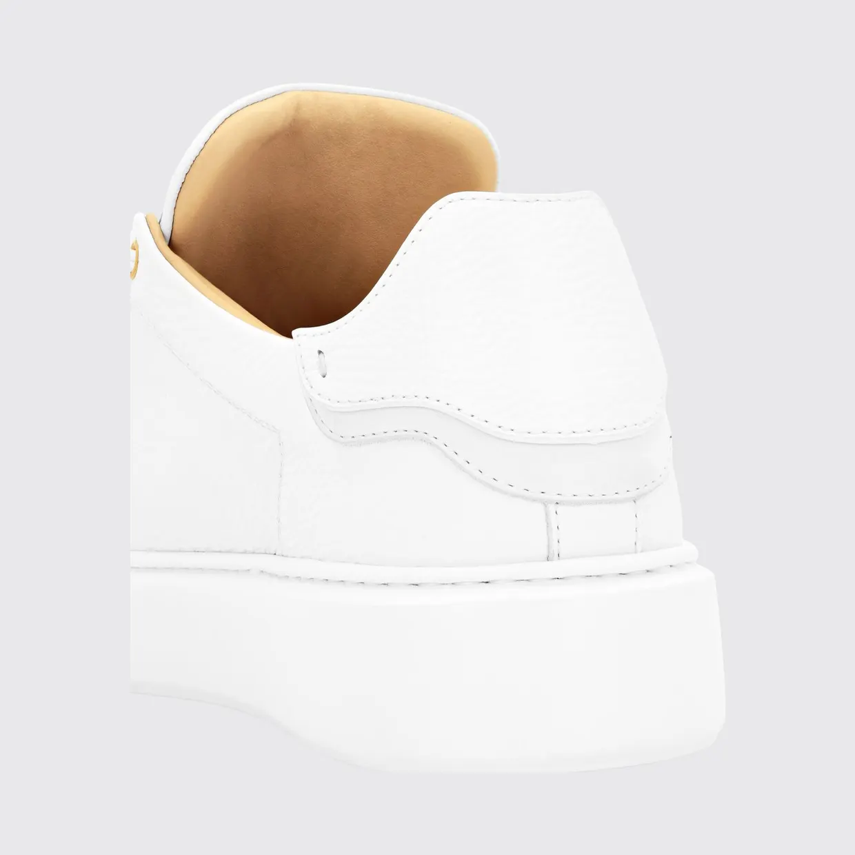Billionaire Grained Leather Low-Top Trainers with Applied Logo and Rubber Sole White (RAESMSC4065BLE001N01) (2)