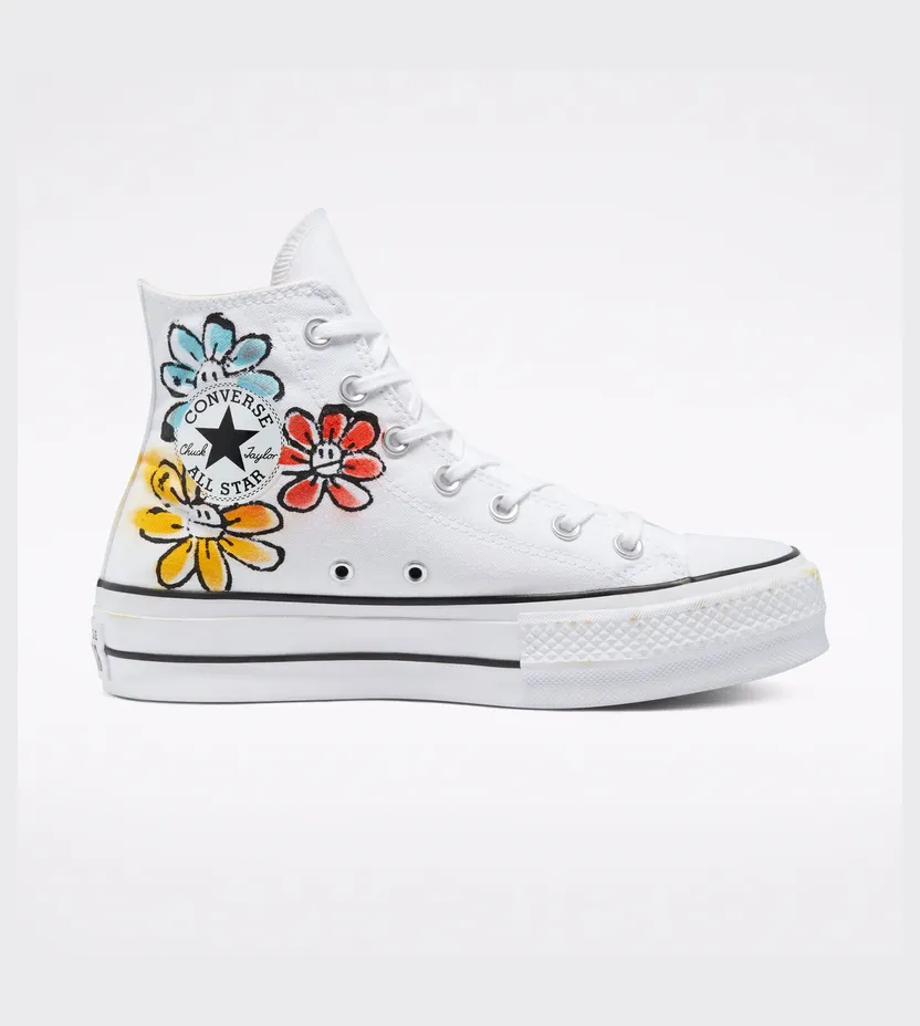 Converse Hand Painted Platform Chuck Taylor All Star High Top Handgeschilderde Bloemen (571720C)