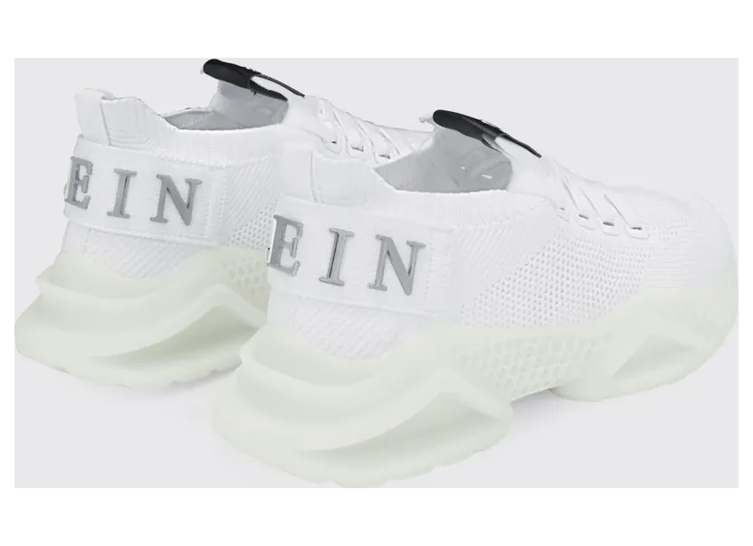 Philipp plein Low-Top Sneakers in Crochet Knit with Elasticated Ankle and Logo White (LABSUSC0098PTE003N0101) (2)