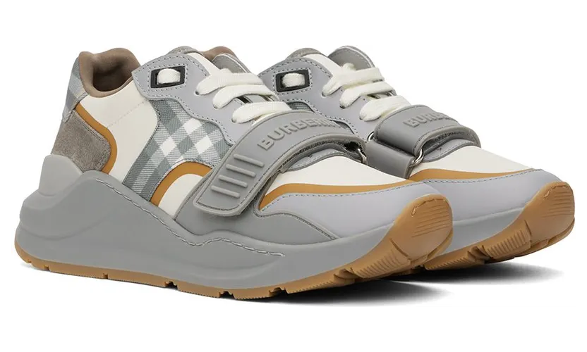 Burberry Gray Check Grey/Camel Check (8060175) (4)