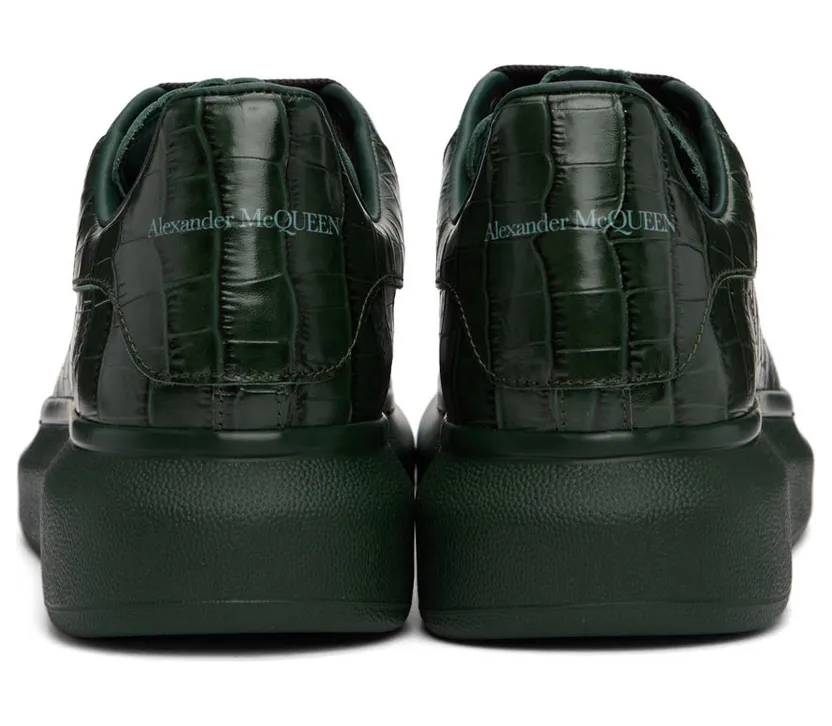 Alexander McQueen Green Croc Oversized Sneakers (553680WIAX1) (4)