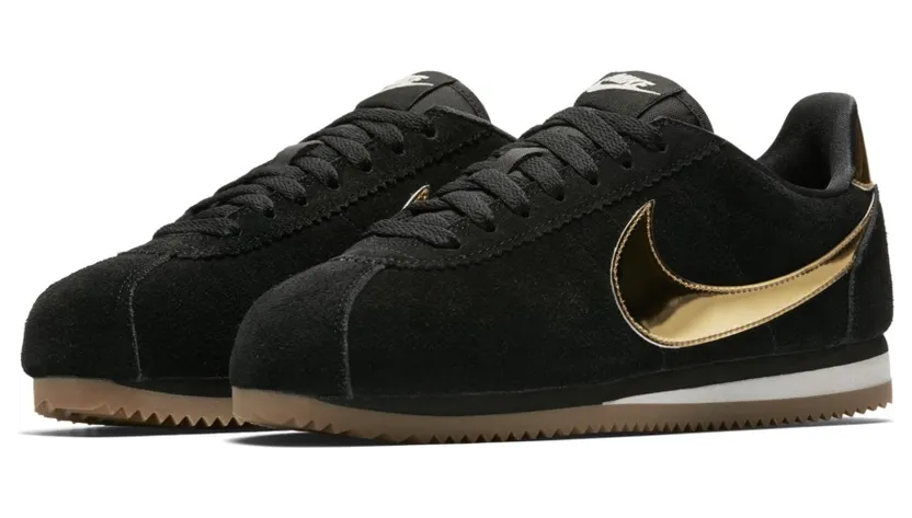 Nike Classic Cortez Black Metallic Gold Gum (W)