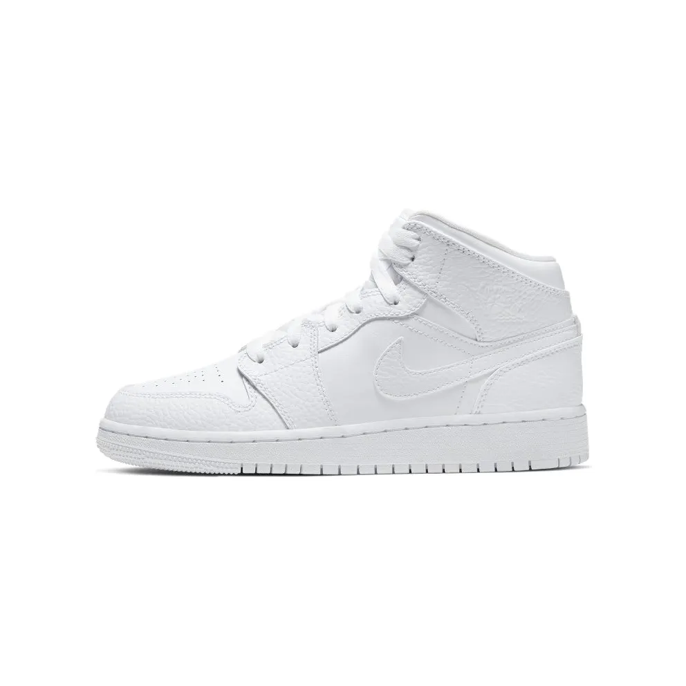 Nike Jordan 1 Mid Triple White (GS) White/White/White (554725-130)