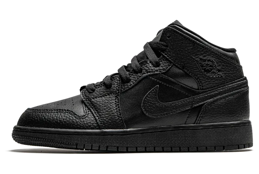 Air Jordan 1 Mid GS Triple Black (554725-091)