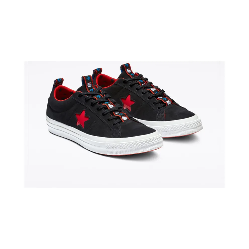 Converse One Star Ox Hello Kitty Black (W) Black/Fiery Red-White (163904C)