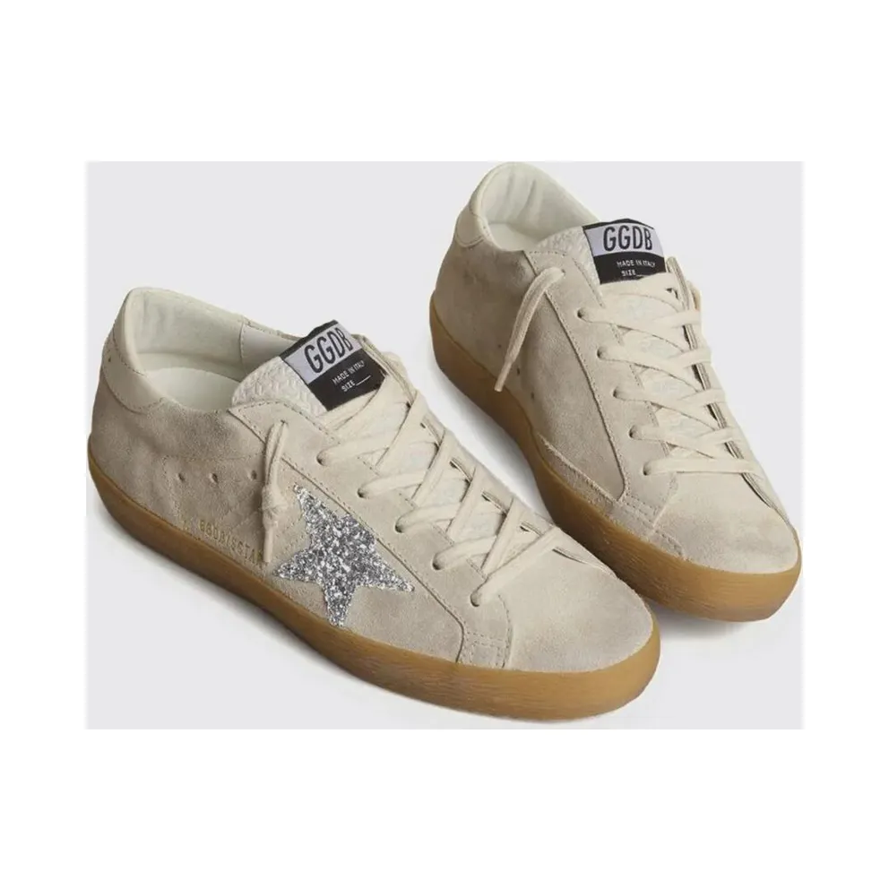 Golden goose Super-Star Suede Sneakers with Glitter Logo and Embroidery White (GWF00101F00720215751)