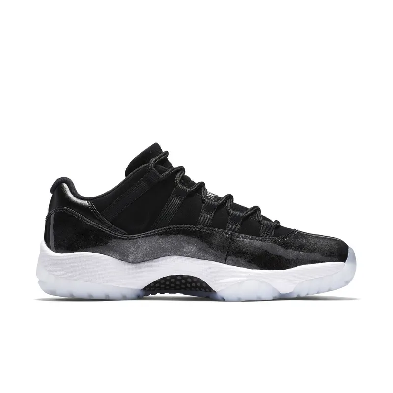 Jordan 11 Retro Low Barons Black/Metallic Silver-White (528895-010)
