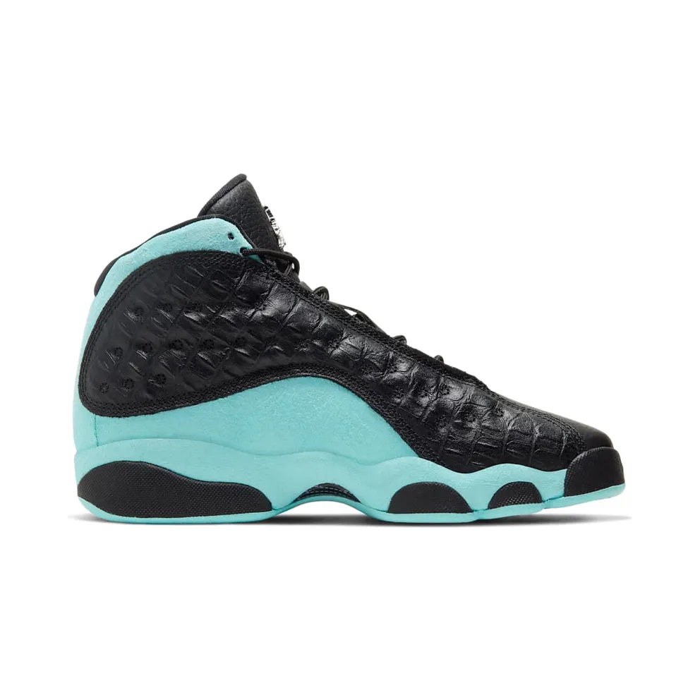 Jordan 13 Retro Black Island Green (GS) Black/Metallic Silver-Island Green (884129-030)