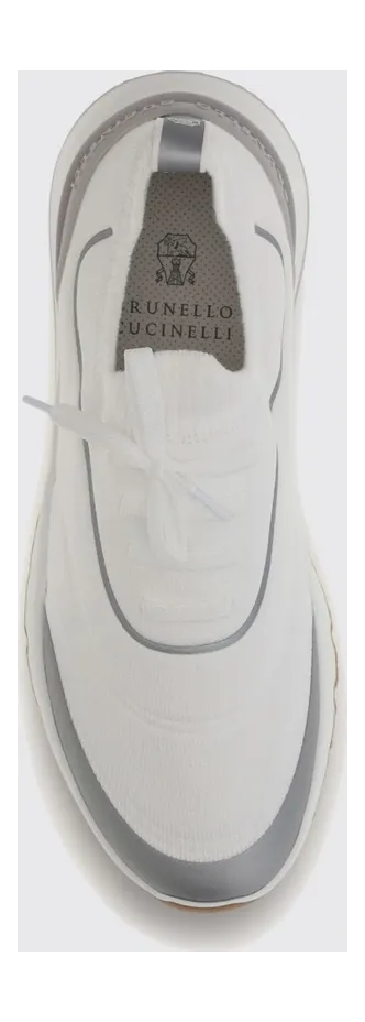 Brunello cucinelli Stretch Cotton Knit Sneakers White (MZUAUFO340CBM68) (3)