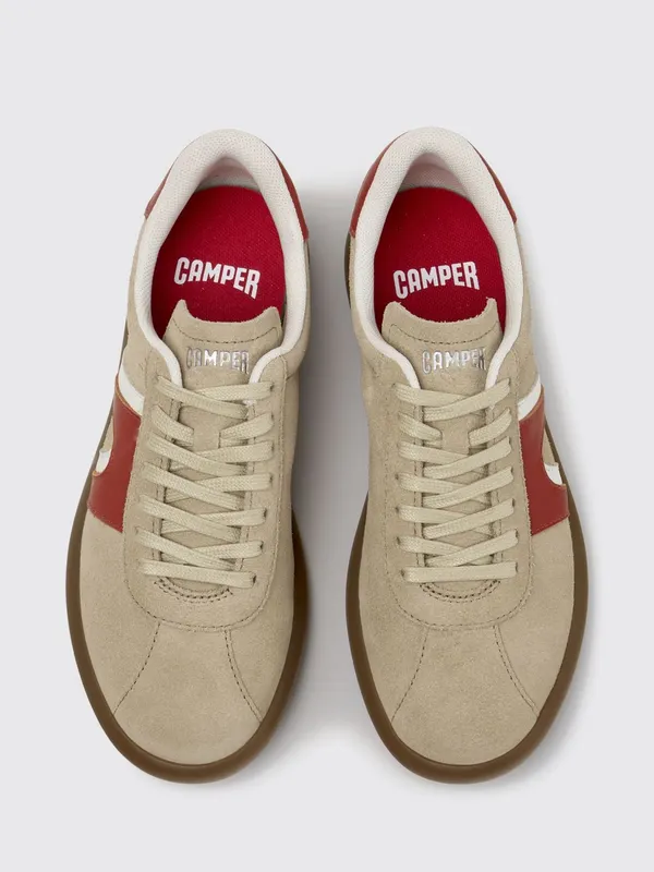 Camper Pelotas Soller Bicolor Smooth and Suede Leather with Logo Beige (K201608-036PELOTASSOLLER0)