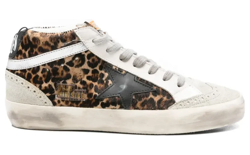 Golden Goose Mid Star Sneakers mit Leoparden-Print – Grau (GWF0122F03766)