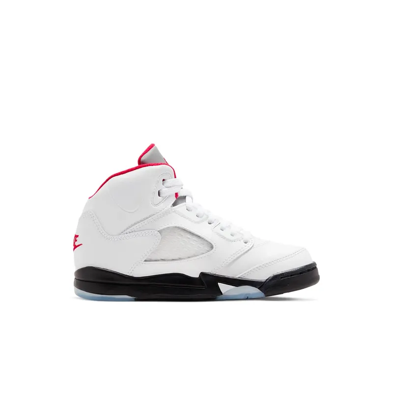 Jordan 5 Retro Fire Red Silver Tongue 2020 (PS) White/Black-Metallic Silver-Fire Red (440889-102)