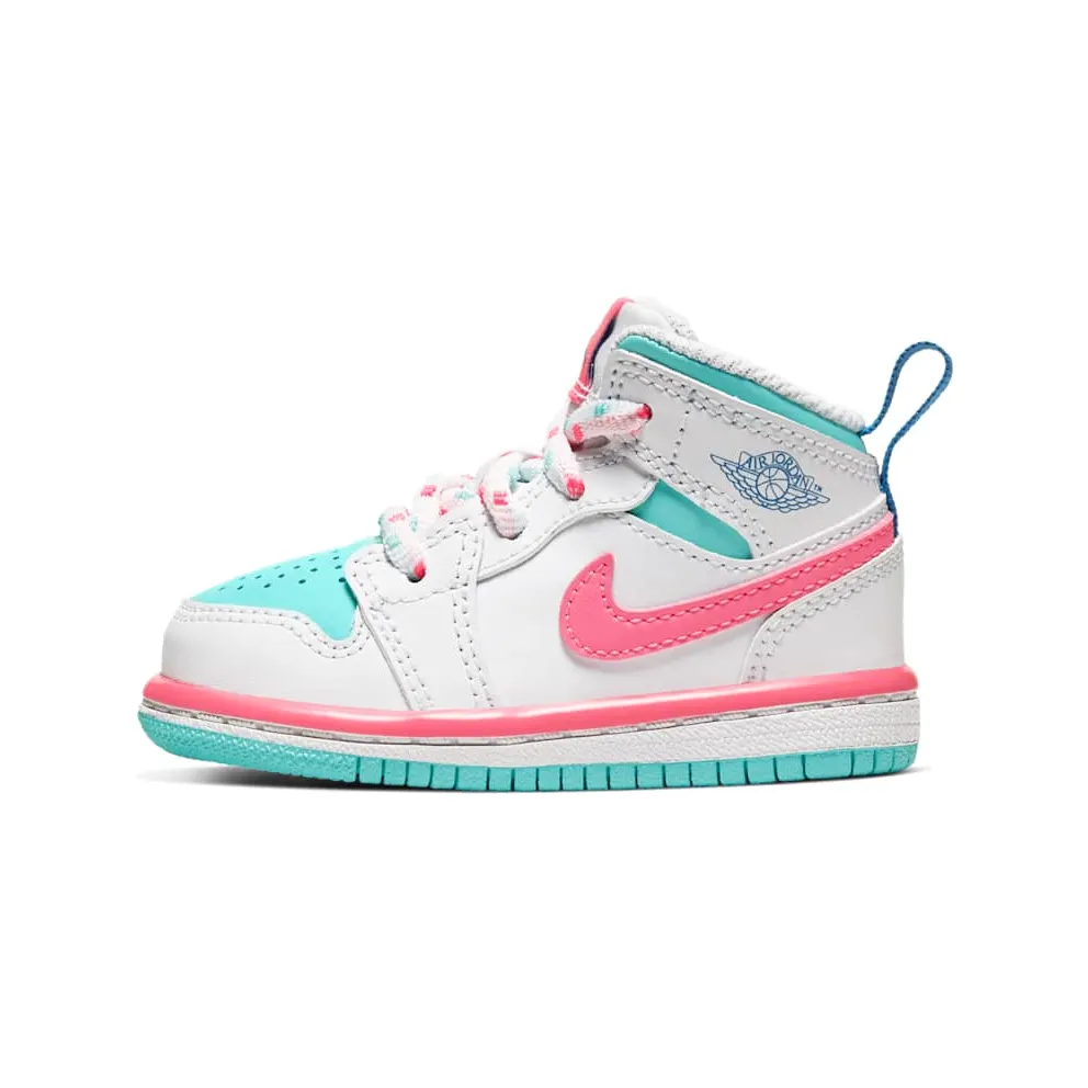 Jordan 1 Mid White Pink Green Soar (TD)